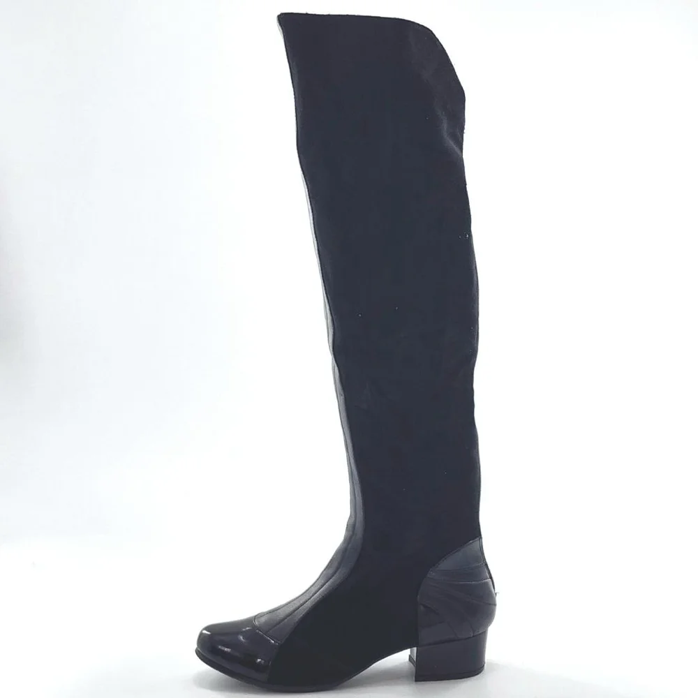 STUART WEITZMAN Black Suede Leather Trim Over the Knee Boots Size 8